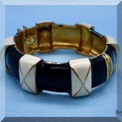 J32. J Crew black and white enamel hinged bangle bracelet - $8 